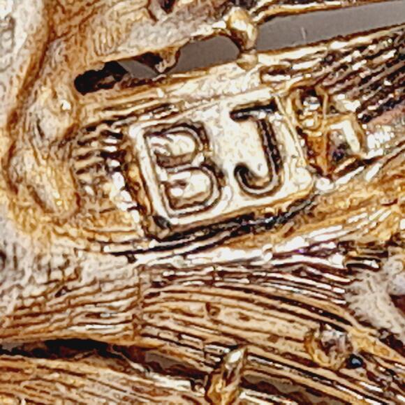 Vintage BJ Rhinestone Faux Pearl Flower Brooch or Pendant - 2 1/4 Inches - Picture 6 of 10